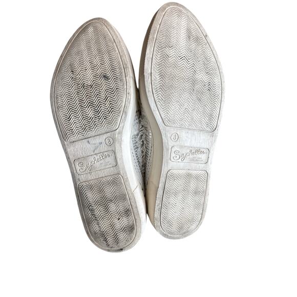Seychelles Floral Lace Eyelet Fringe Metallic White Slip on Sneakers Sz: 8 - Picture 4 of 10
